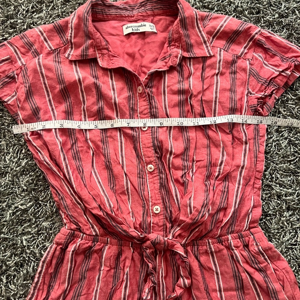 Abercrombie Kids Girls Striped Tie Front Romper Size 11 12 Pink Rust Boho Summer - Picture 4 of 6